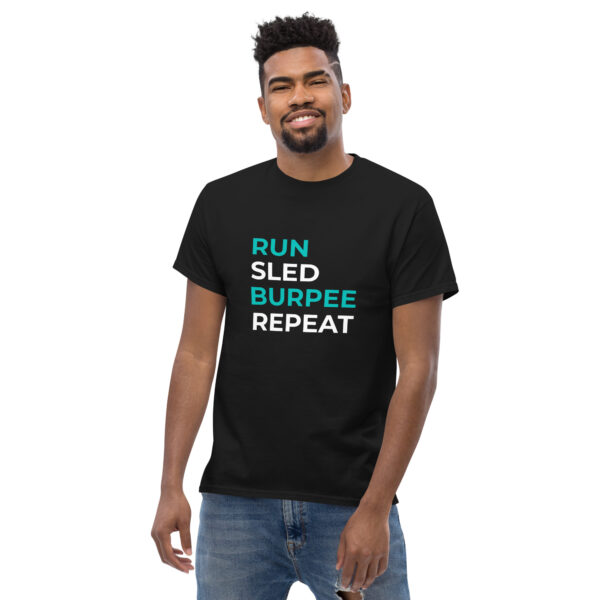 unisex-classic-tee-black-front-2-6a20fa958f2a5.jpg T-shirt unisexe Run Sled Burpee Repeat