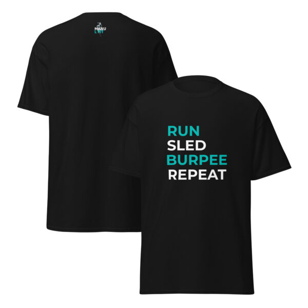 unisex-classic-tee-black-front-and-back-6a20fa9590772.jpg T-shirt unisexe Run Sled Burpee Repeat